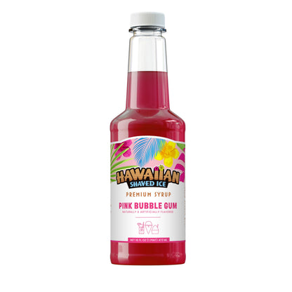 Hawaiian Shaved Ice Pink Bubble Gum Syrup - Nut Soy Dairy Free - Flavor Fluffy &amp;amp; Crunchy Snow Cones - Shelf Stable - Makes 8 Servings - 16 ounces