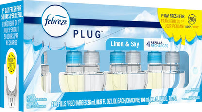 Febreze_Plug_In_Air_Freshener,_Odor-Fighting_Scented_Oil_Refill,_Linen_&_Sky_Scent,_4_Refills