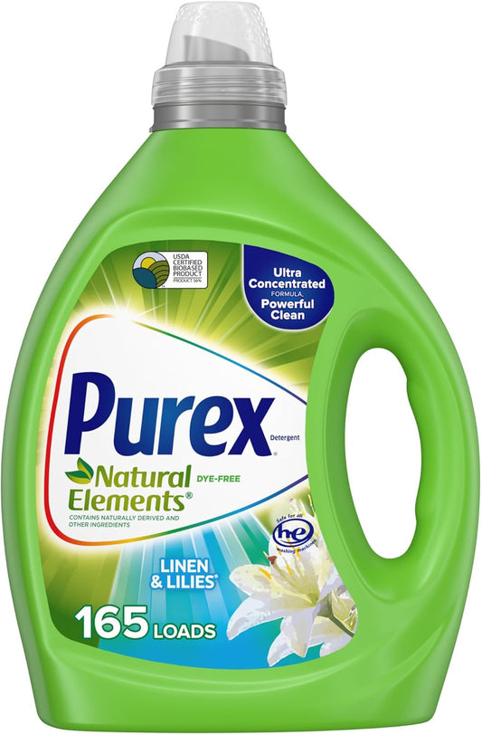 Purex_Natural_Elements_Fresh_Lilies_&_Linen_Liquid_Detergent,_82.5_oz,_165_Loads,_Ultra-Concentrated,_Dye-Free,_USDA_Certified_Biobased_Product