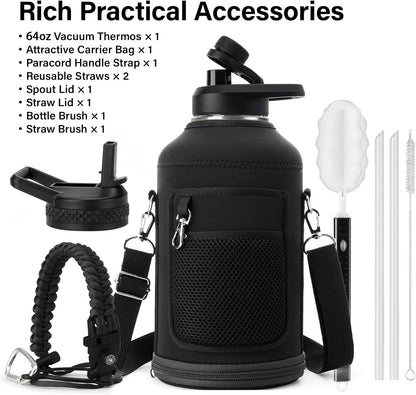 Insulated_Water_Bottle_|_Thickened_Stainless_Steel_Vacuum_Metal_|_Portable_Sports_Half_Gallon_Large_Water_Jug_for_Gym_and_Hiking_with_Straw,_Carrier_Bag,_Handle_Strap_|_BPA-Free_64_oz