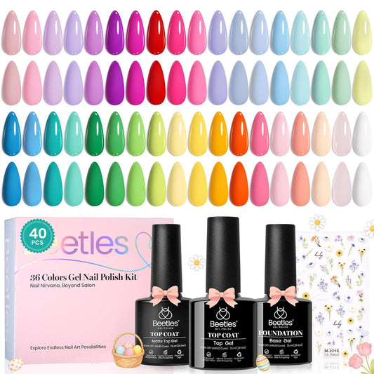 beetles_Pastel_Easter_Gel_Polish_Set_-_Petal_Symphony_Collection,_40_Pcs_36_Colors_Gel_Polish_Set_Spring_Colors_Pink_Red_Green_Blue_Color_Gel_with_Base&Glossy_Matte_Top_Coat_UV_LED_Nail_Art