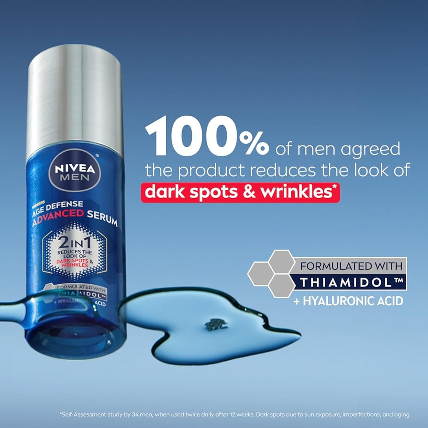 NIVEA_MEN_Age_Defense_Advanced_Face_Serum_for_Dark_Spots_with_Thiamidol_(TM)_+_Hyaluronic_Acid,_Fast-Absorbing_Face_Serum_for_Men_Helps_Reduce_Look_of_Dark_Spots,_Fine_Lines_&_Wrinkles,_1_Fl_Oz_Bottle