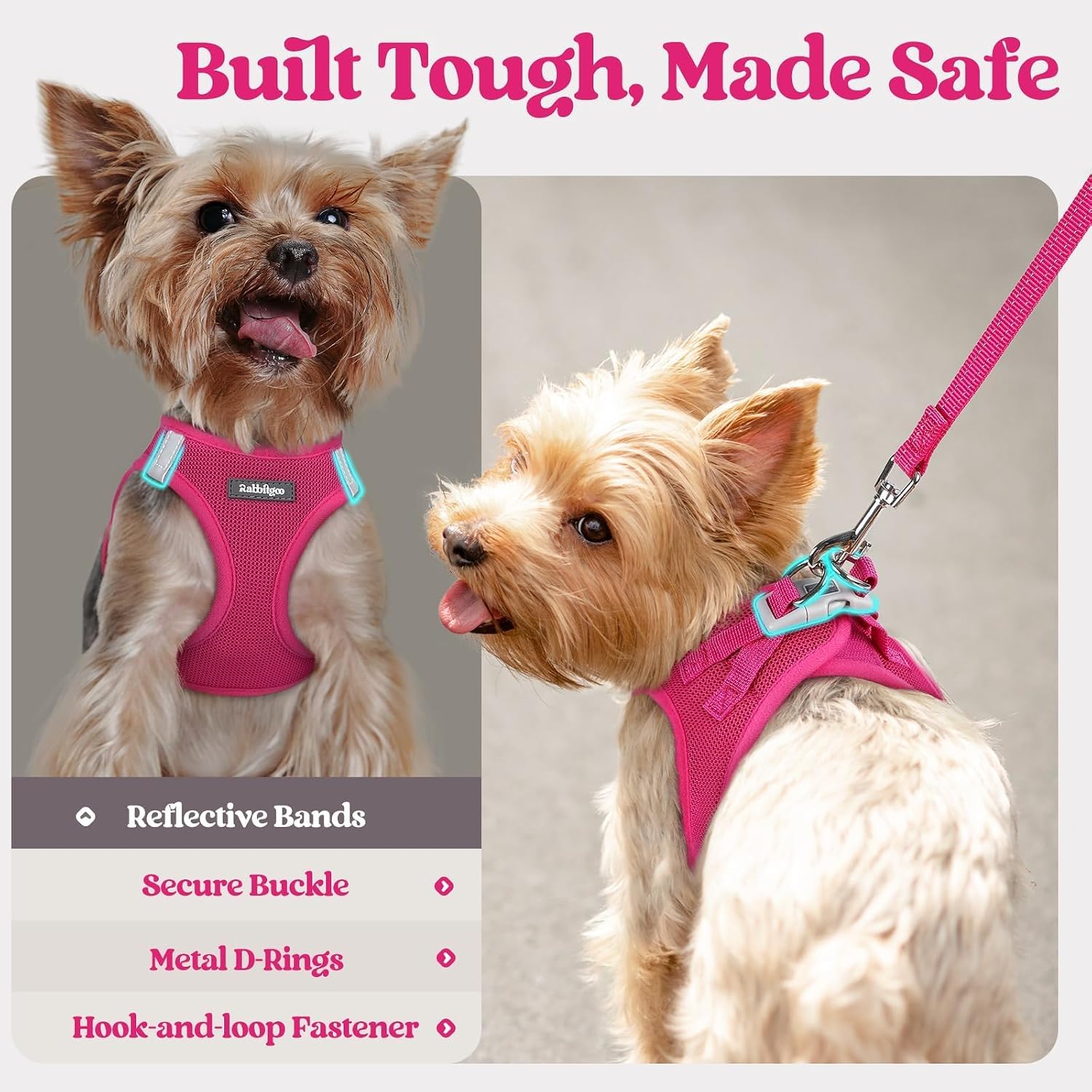 rabbitgoo_Dog_Harness_Small_Sized_and_Leash_Set,_Step_in_Soft_Light_Puppy_Vest,_Breathable_Mesh_Pet_Harness,_Reflective_for_Safe_Easy_Walking,_Rose_Red_S