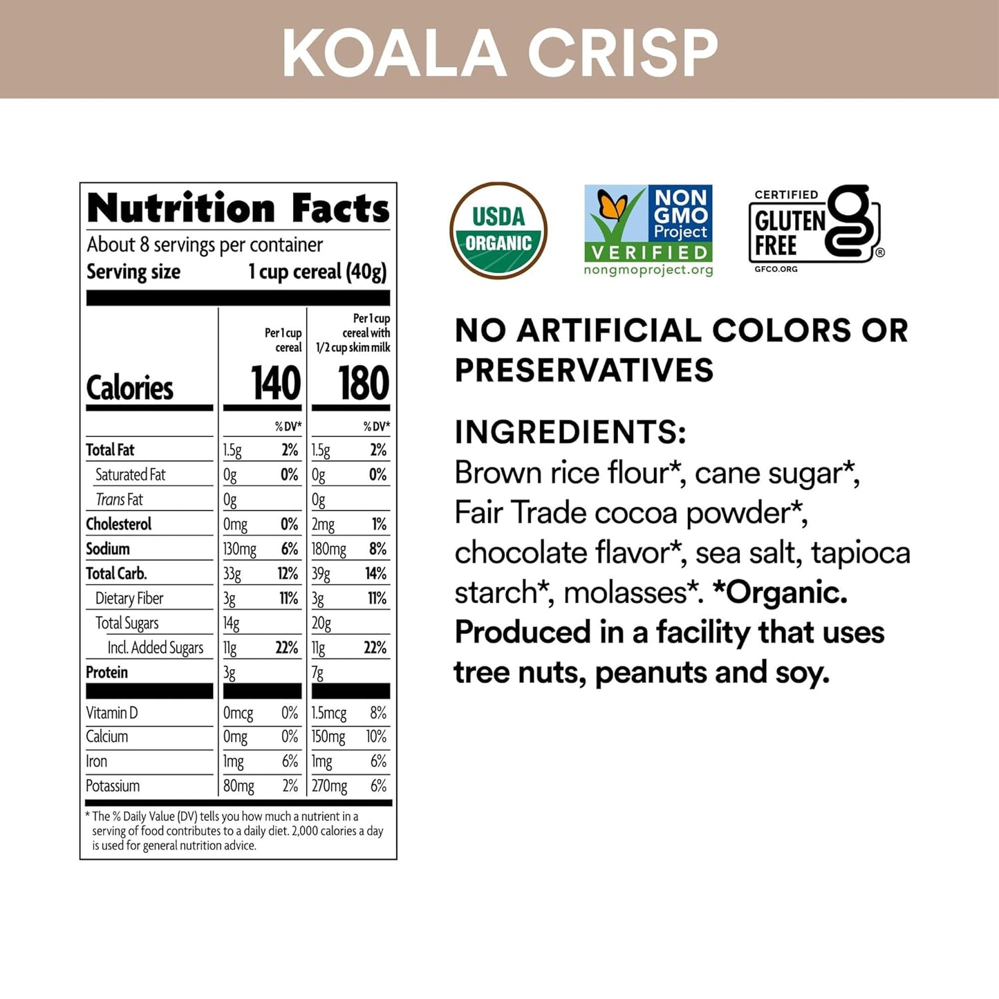EnviroKidz_Organic_Koala_Crisp_Cereal,_11.5_oz_(Pack_of_1),_Chocolate,_Gluten_Free,_Non-GMO,_Fair_Trade,_by_Nature's_Path