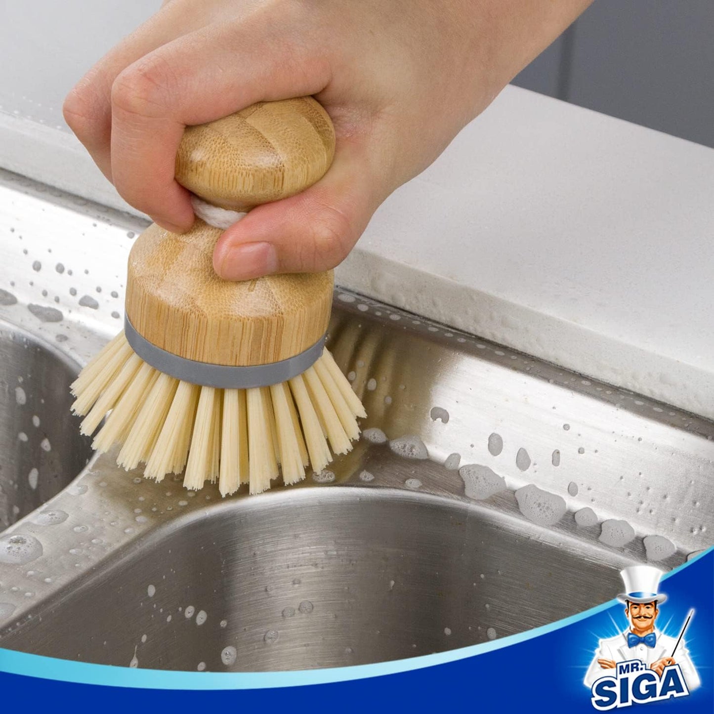 MR.SIGA_Bamboo_Palm_Brush,_Scrub_Brush_for_Dishes_Pots_Pans_Kitchen_Sink_Cleaning,_Pack_of_2