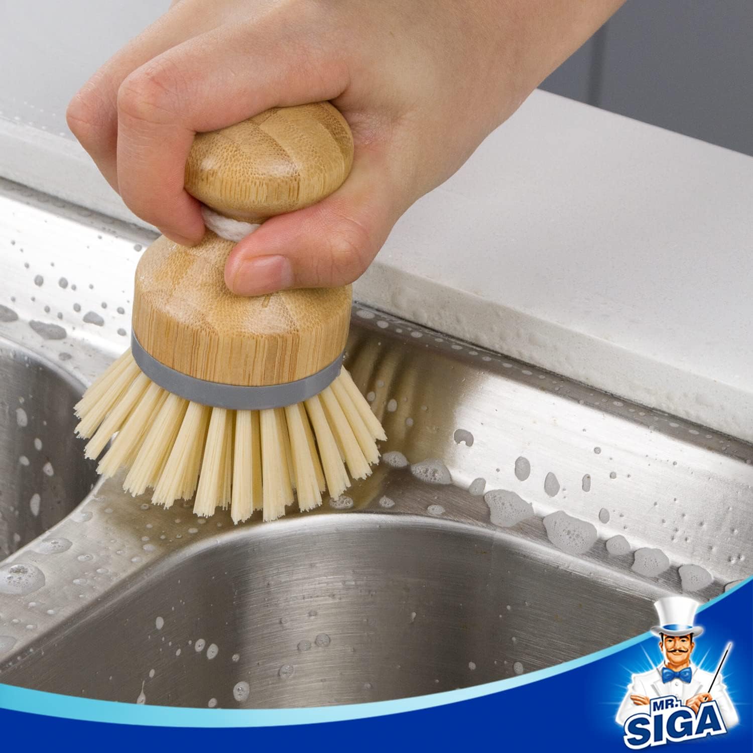 MR.SIGA_Bamboo_Palm_Brush,_Scrub_Brush_for_Dishes_Pots_Pans_Kitchen_Sink_Cleaning,_Pack_of_2