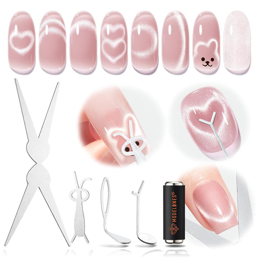 modelones_French_Cat_Eye_Magnet_Set,_Scissor-Shaped_Nail_Magnet_Tool,_2_IN_One_Cateye_Nail_Magnet_for_French_Effect,_Hole&Bunny-Shaped&Heart_Magnet_for_Cat_Eye_Gel_Polish_DIY_Easter's_Nail_Salon