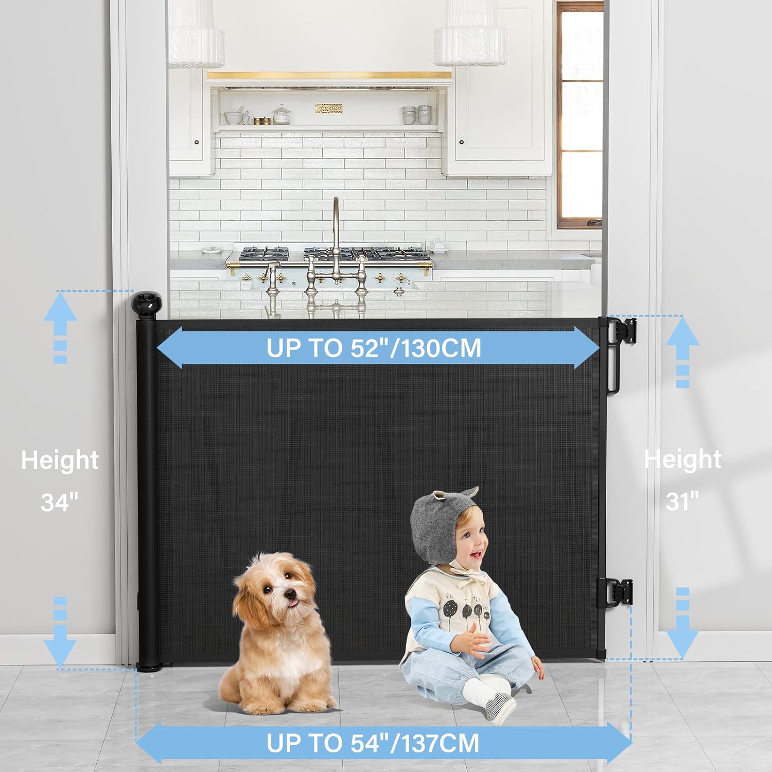 probebi_Retractable_Baby,_Child_&_Dog_Gates_for_Stairs,_Extends_to_54"_Wide_34"_Tall,_Use_for_Outdoor,_Indoor,_Hallways,_Doorways,_Deck,_Porch,_Black