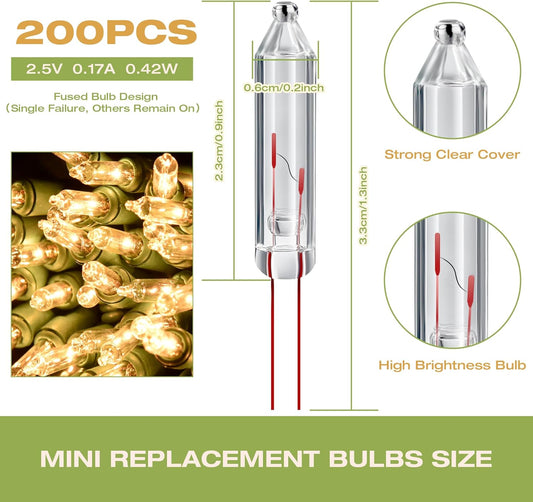 200_Pcs_Mini_Christmas_2.5_Volt_Replacement_Light_Bulbs_Christmas_Tree_Lights_String_Lights_Replacement_Bulbs_for_Indoor/Outdoor_Christmas_Lights_Decor_Home_Xmas_Tree