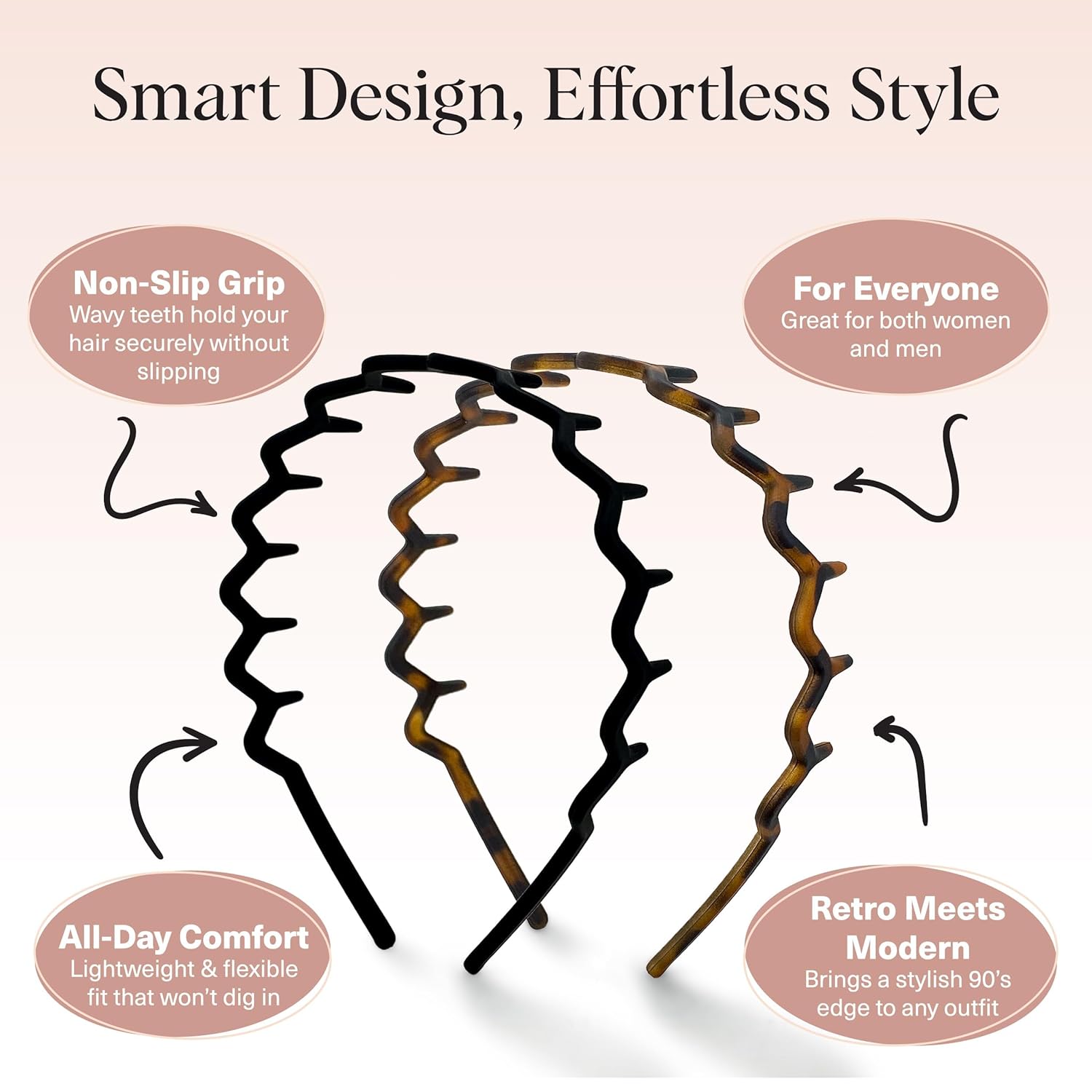 Kitsch_Zig_Zag_Headbands_for_Women_–_Fashion_Accessories_for_Slicked_Back_Styles_-_Comfortable_Wavy_Headbands_|_Comb_Headband_with_Teeth_|_Ideal_Gifts_for_Women_-_Black_and_Tortoise_-_2_pcs