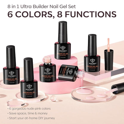 modelones_Builder_Nail_Gel_Polish_Set,_Base_Colors_Jelly_Nude_Pink_Hard_Strengthener_Rubber_Gel_Polish_8-in-One_Extension_LED_Nail_Lamp_Cured_6_Colors