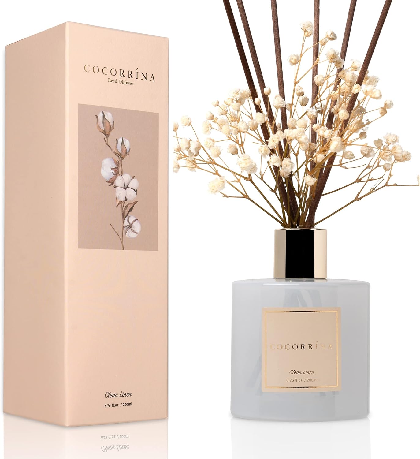 Reed_Diffuser_Set,_Clean_Linen_6.7_fl_oz_Scented_Diffuser_with_Sticks_Home_Fragrance_Reed_Diffuser_for_Bathroom_Shelf_Decor