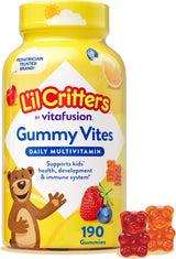 L'il Critters Gummy Vites Daily Kids Multivitamins Assorted Fruit Flavors for Ages 2+ Toddlers & Kids, Gummy Vitamin with Vitamin C and D, 95-190 Day Supply, 190 Gummies