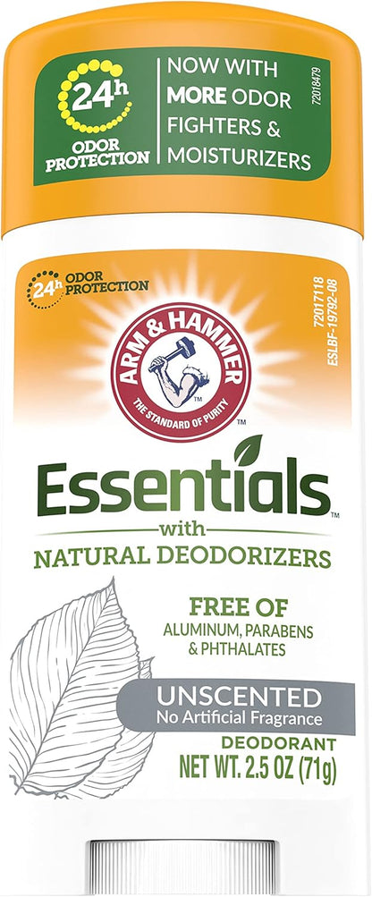 Arm_&_Hammer_Essentials_Solid_Deodorant,_Unscented,2.5_oz,_6_Count