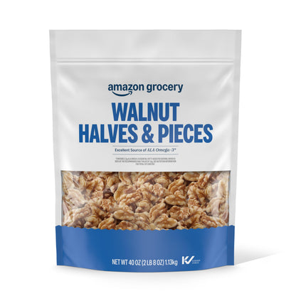 Amazon Grocery, Walnut Halves &amp;amp; Pieces, 40 Oz (Previously Happy Belly, Packaging May Vary)