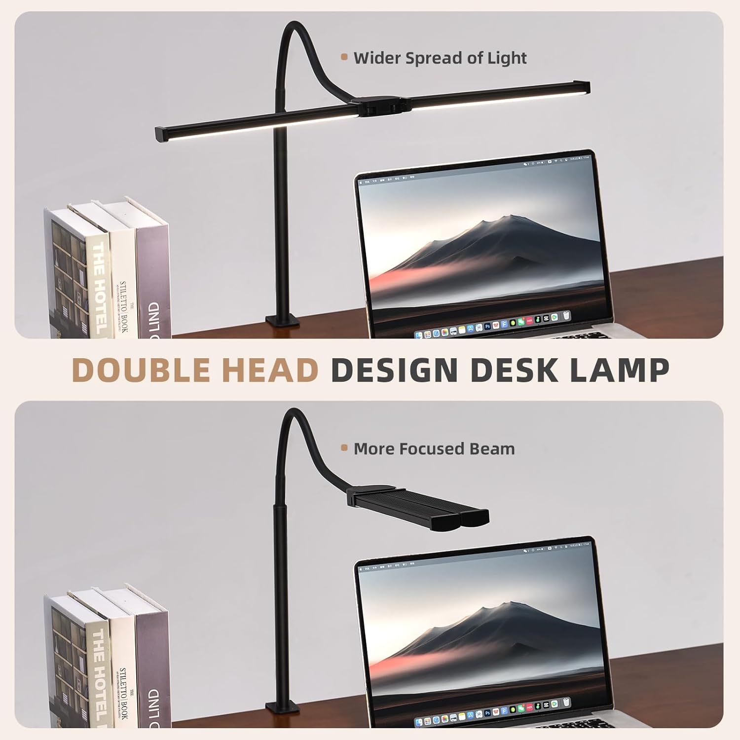 LED_Desk_Lamp_for_Home_Office,_Double_Head_Architect_Light_with_Clamp,_Computer_Monitor_Clip_on_Light,_3_Modes_and_10_Brightness,_Adjustable_Flexible_Goose-Neck,_Table_Task_Lamp,_Black