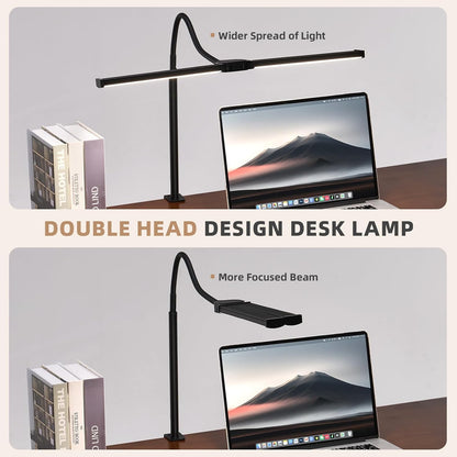 LED_Desk_Lamp_for_Home_Office,_Double_Head_Architect_Light_with_Clamp,_Computer_Monitor_Clip_on_Light,_3_Modes_and_10_Brightness,_Adjustable_Flexible_Goose-Neck,_Table_Task_Lamp,_Black