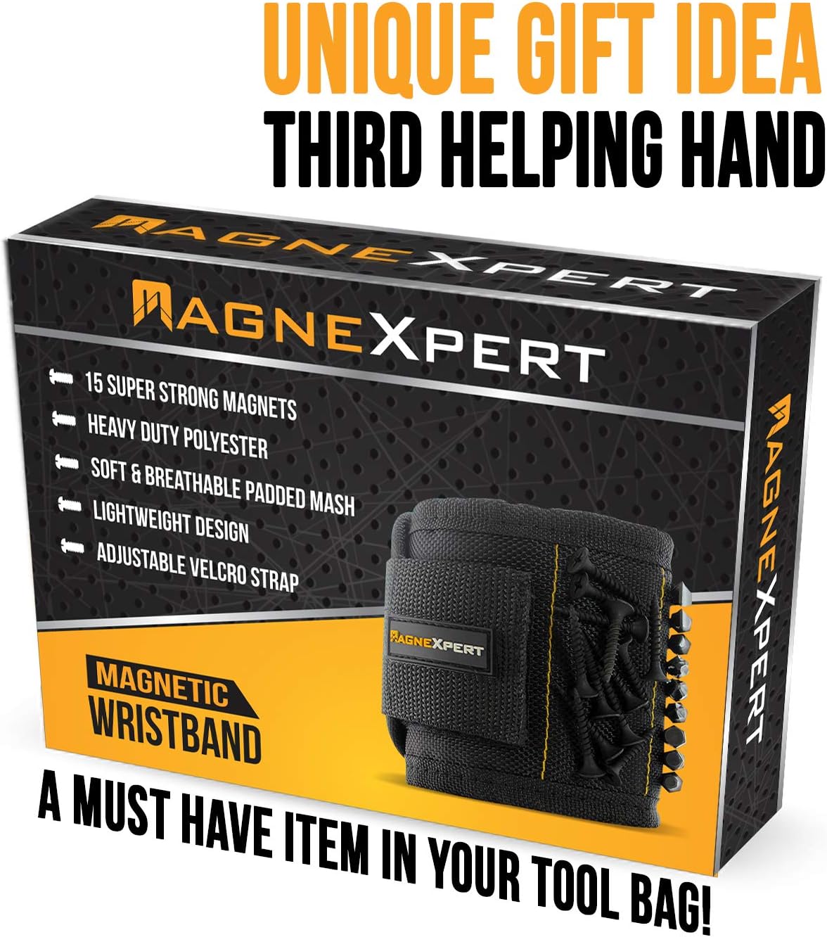 Magnelex_Magnexpert_Magnetic_Wristband_for_Holding_Screws,_Nails_and_Drill_Bits_-_Crafted_from_Ballistic_Nylon_with_15_Powerful_Magnets,_Stocking_Stuffer_for_Men