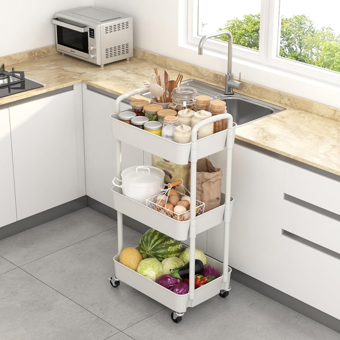 Sywhitta_3-Tier_Plastic_Rolling_Utility_Cart_with_Handle,_Multi-Functional_Storage_Trolley_for_Office,_Living_Room,_Kitchen,_Movable_Storage_Organizer_with_Wheels,_White