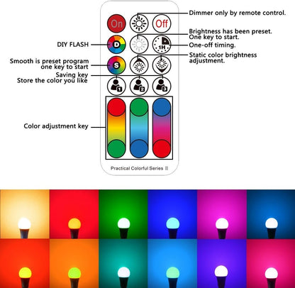ILC_Color_Changing_LED_Light_Bulb,_120_Colors,_2700K_Warm_White,_70_Watt_Equivalent,_DIY_Strobe,_RGB_with_Remote_Control,_LED_10W_A19_E26_Screw_(Pack_of_2)