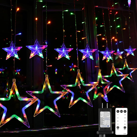 Blingstar_Star_Curtain_Lights_138_LED_12_Star_Multicolor_Christmas_Lights_8.2_Ft_Connectable_Window_Lights_with_Remote_Plug_in_Curtain_String_Lights_for_Christmas_Ramadan_Bedroom_Indoor_Outdoor_Decor