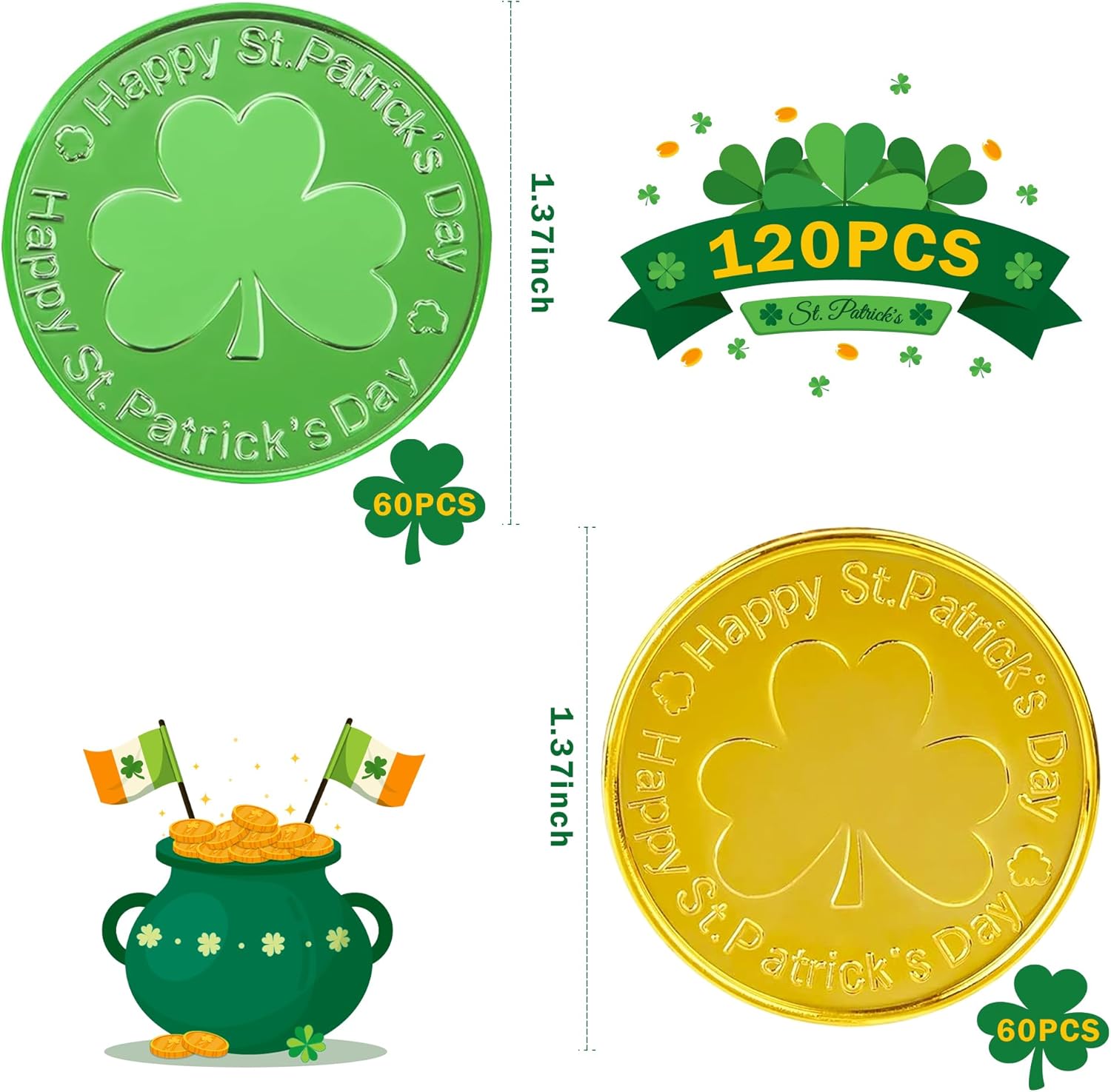 OHOME_Gold_Coins_St_Patricks_Day_-_120_Pieces_Shamrock_Plastic_Coins_Green_and_Gold_St._patrick's_Day_Accessories_for_St_Patricks_Day_Decorations_Birthday_Crafts_Party_Favors_Decor