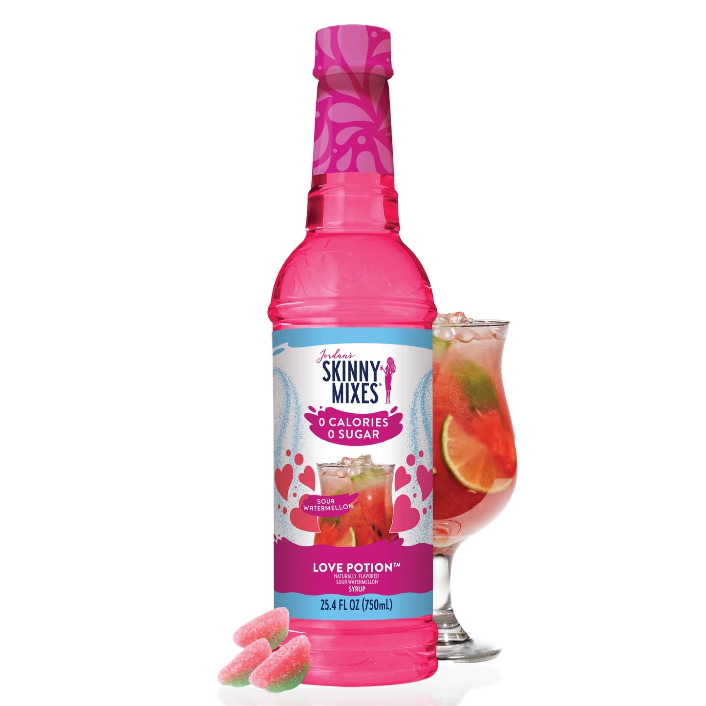Jordan&amp;#39;s Skinny Mixes Sugar Free Syrup, Sour Watermelon, Fruit Flavored Water Enhancer, Drink Mix for Iced Tea, Lemonade, Drinks, Low Calorie Water Flavoring, Dairy &amp;amp; Gluten Free, Kosher, 25.4 Fl Oz