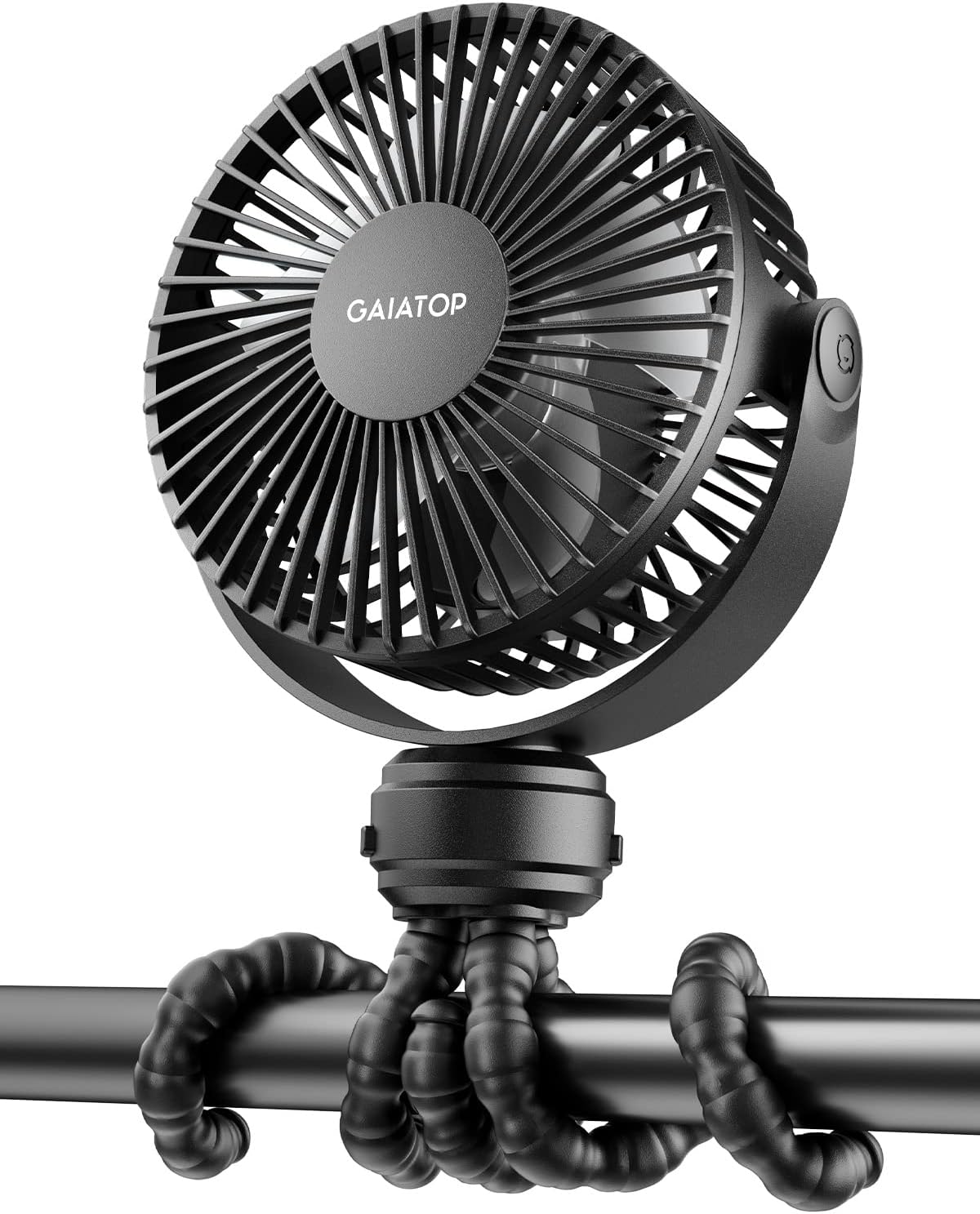 Gaiatop_Mini_Portable_Stroller_Fan,_Battery_Operated_Small_Clip_on,_Detachable_3_Speed_Rechargeable,_360°_Rotate_Flexible_Tripod_Better_Cooling_for_Car_Seat_Crib_Treadmill_Travel_Black