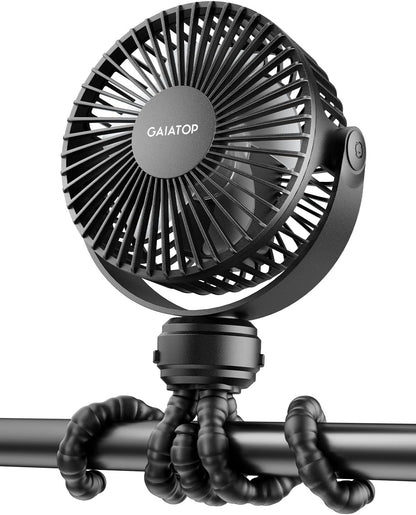 Gaiatop_Mini_Portable_Stroller_Fan,_Battery_Operated_Small_Clip_on,_Detachable_3_Speed_Rechargeable,_360°_Rotate_Flexible_Tripod_Better_Cooling_for_Car_Seat_Crib_Treadmill_Travel_Black