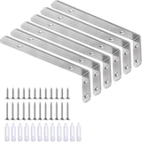 LSK 6PCS L Bracket, 5"×2"(125×50mm) Shelf Support Corner Bracket for Wooden Board, Max Load : 42lb, Black