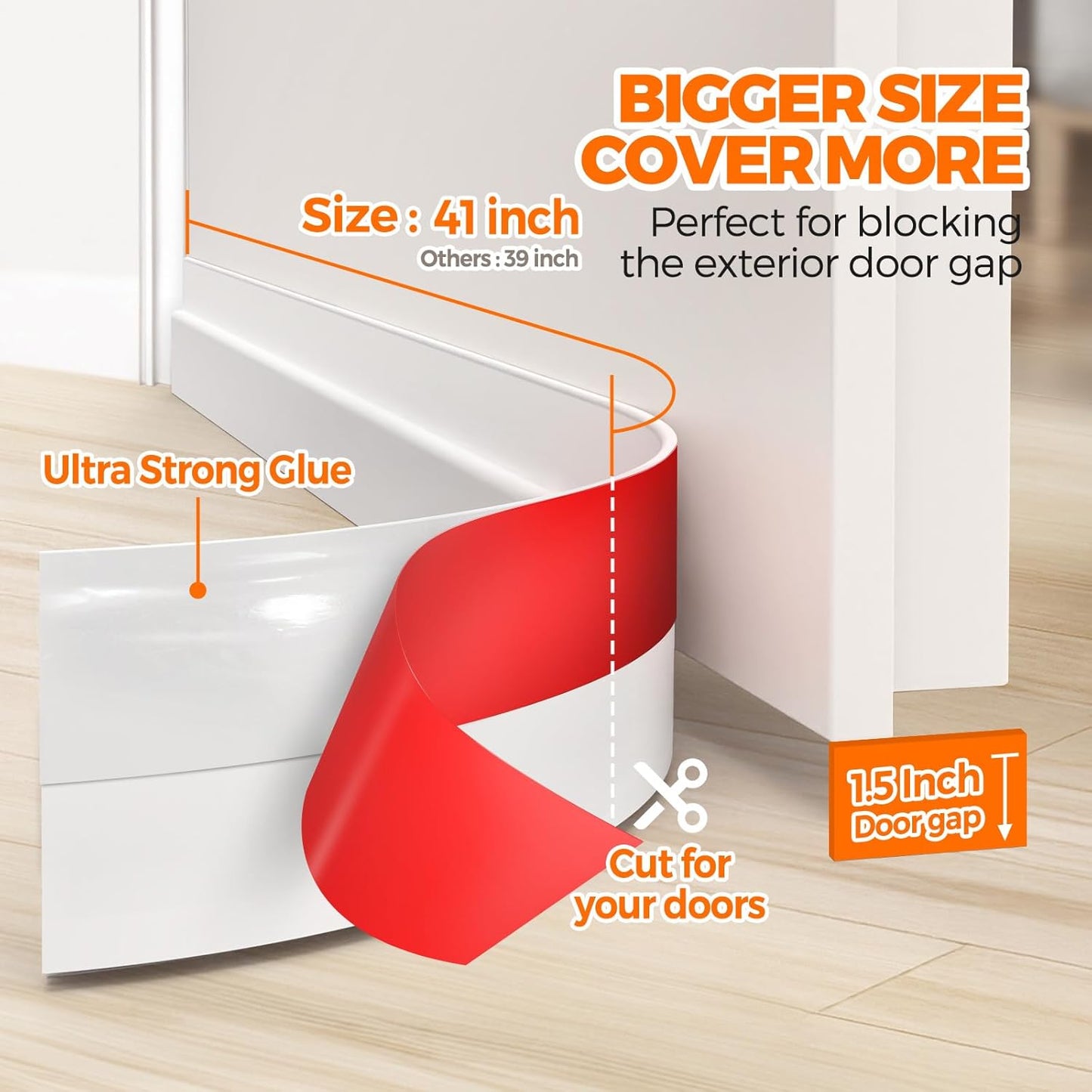 Holikme_Door_Draft_Stopper_Under_Door_Draft_Blocker_Insulator_Doors_Sweep_Weather_Stripping_Noise_Stopper_Strong_Adhesive,_White