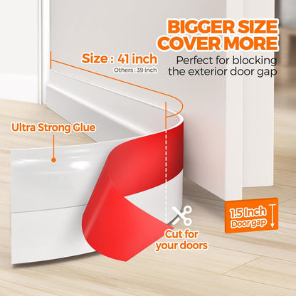 Holikme_Door_Draft_Stopper_Under_Door_Draft_Blocker_Insulator_Doors_Sweep_Weather_Stripping_Noise_Stopper_Strong_Adhesive,_White