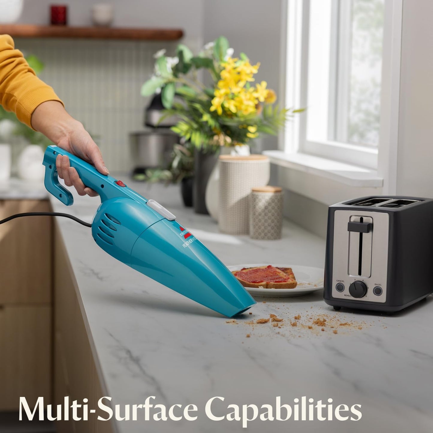 Bissell_2033_Featherweight_Stick_Lightweight_Bagless_Vacuum_and_Electric_Broom_with_Crevice_Tool_for_Hard_Floors_and_Carpets,_Blue