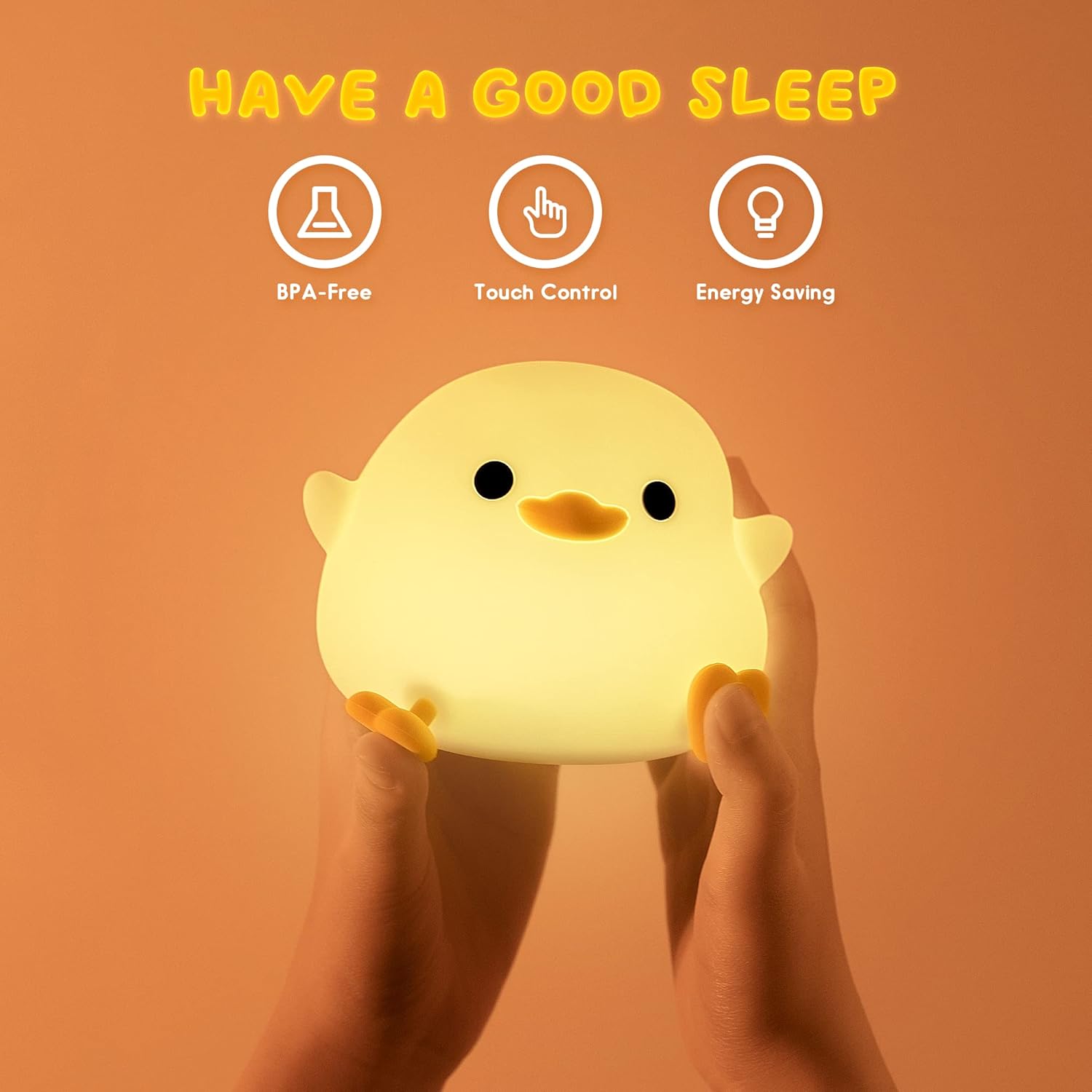 UNEEDE_LED_Cute_Bean_Duck_Night_Light,_DoDo_Duck_Silicone_Nursery_Night_Light_Squishy_Dimmable_Rechargeable_Table_Bedside_Lamp_with_Touch_Sensor_for_Bedrooms,_Living_Room_Unique_Dorm_Decor_Gift_Toy
