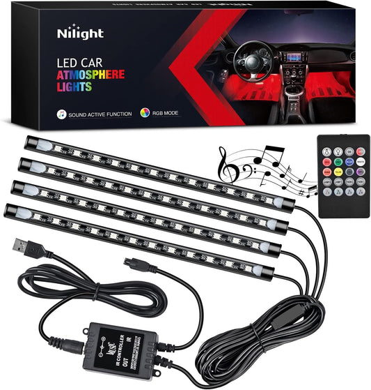 Nilight_48_LEDs_DC_5V_Multicolor_Music_Car_Strip_Light_Under_Dash_Lighting_Kit_with_Sound_Active_Function_and_Wireless_Remote_Control,_2_Years_Warranty,_4PCS_USB_Interior_Lights