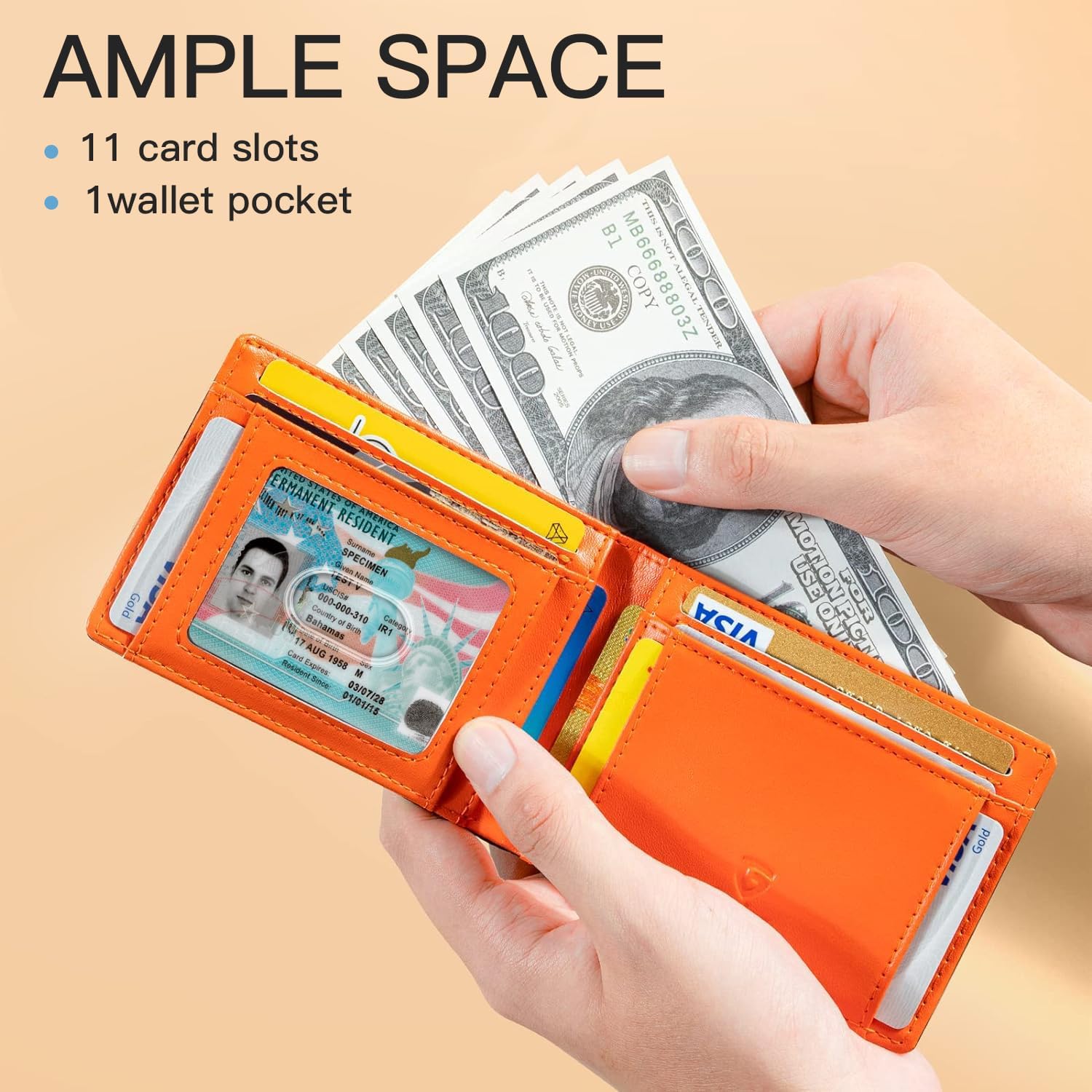 GSOIAX_Slim_Wallet_for_Men_Rfid_Blocking_Leather_Bifold_Front_Pocket_Carbon_Fiber_Credit_Card_Holder_Stocking_Stuffers_With_Gift_Box_(Carbon_Black_and_Orange)