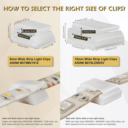 GooChan_Strip_Light_Mounting_Clips_Self-Adhesive_Strip_Brackets_Holder,100Pack_Clamps_Fix_Light_Strip_8mm_10mm_12mm_(for_10mm(3/8")_Wide_Strip_Light)