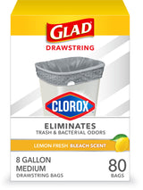 Glad Medium Trash Bags, 8 Gallon, With Odor Control and Drawstring