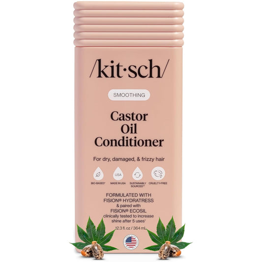 Kitsch_Smoothing_Castor_Oil_Liquid_Conditioner_for_Women_and_Men_–_Nourishing_Hair_Conditioner_for_Dry,_Damaged_&_Frizzy_Hair_–_Clean,_Color-Safe_Hair_Care,_Bio-Based_Formula,_Made_in_USA_–_12.3_oz
