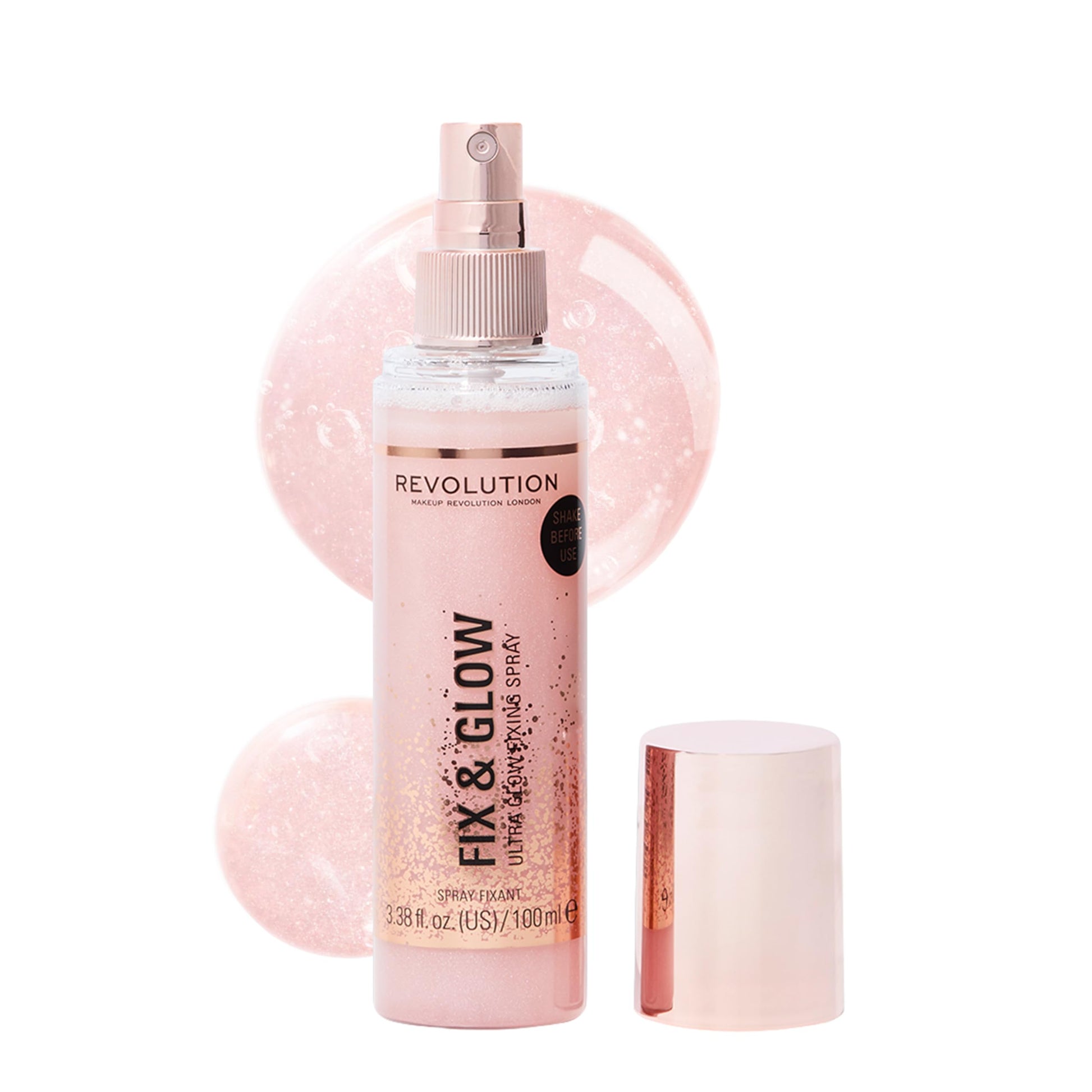 Makeup Revolution Fix &amp;amp; Glow Fixing Spray, Illuminating &amp;amp; Hydrating, Vegan &amp;amp; Cruelty-Free, 3.38 Fl Oz
