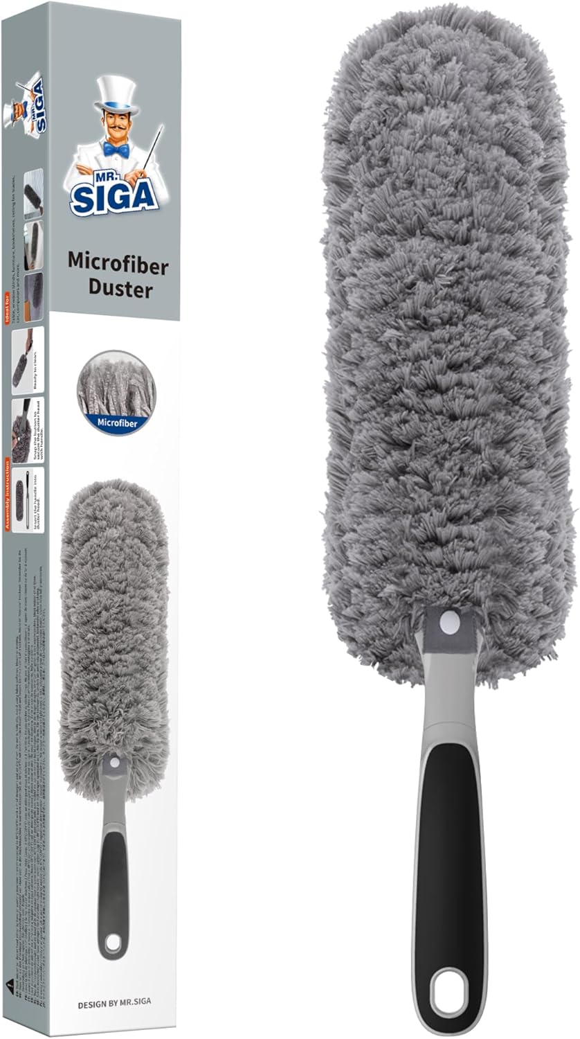 MR.SIGA_Lint_Free_Microfiber_Duster,_Washable_Duster_for_Household_Cleaning_Gray