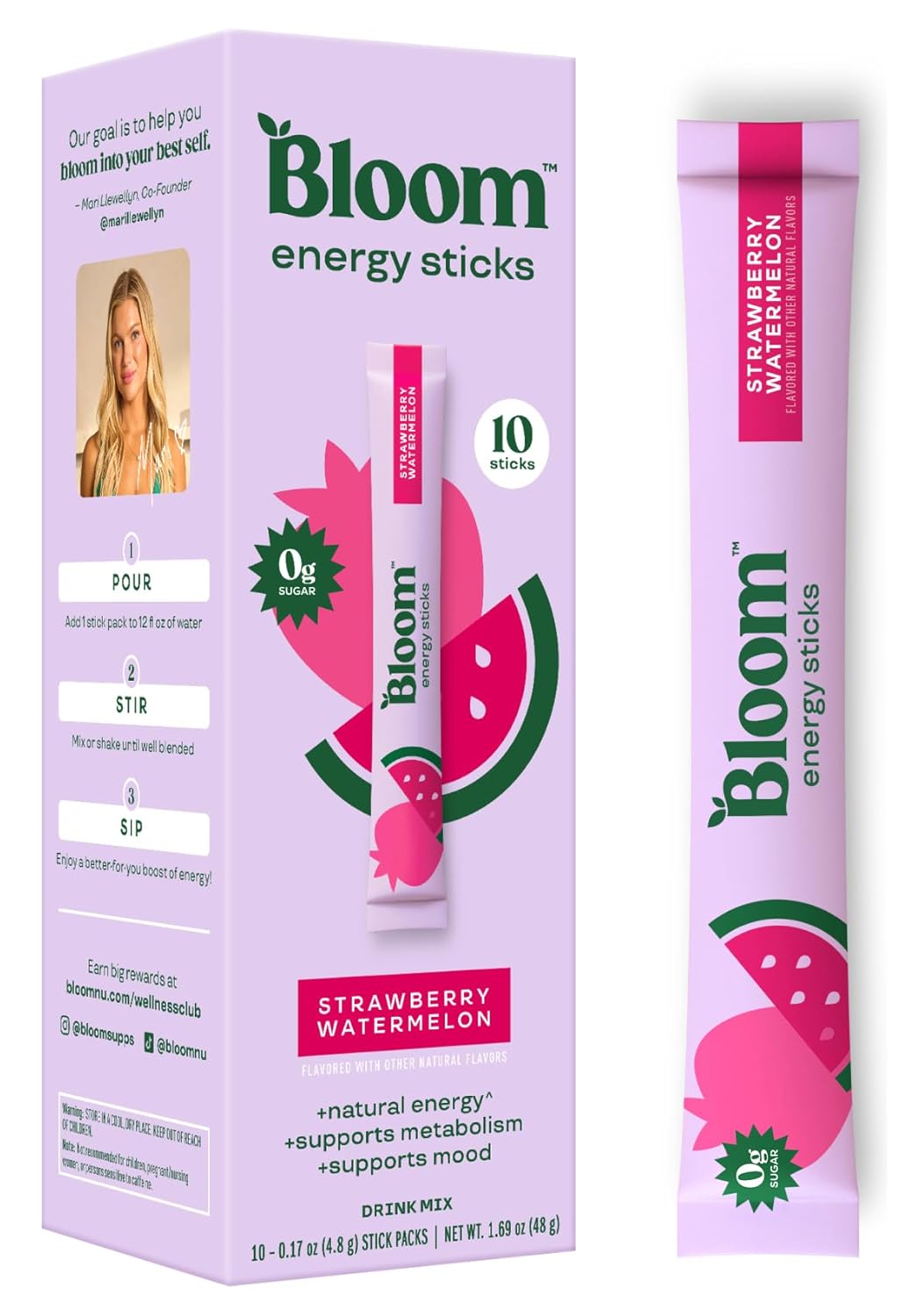 Bloom_Nutrition_Energy_Drink_Powder_Packets,_Sugar_Free_Energy_Drink_Mix_with_L-Theanine,_B_Vitamins_&_Natural_Caffeine,_On_the_Go_Powder_Sticks_for_Natural_Energy,_10_Calories_(10_Pouches_(Pack_of_1),_Strawberry_Watermelon)