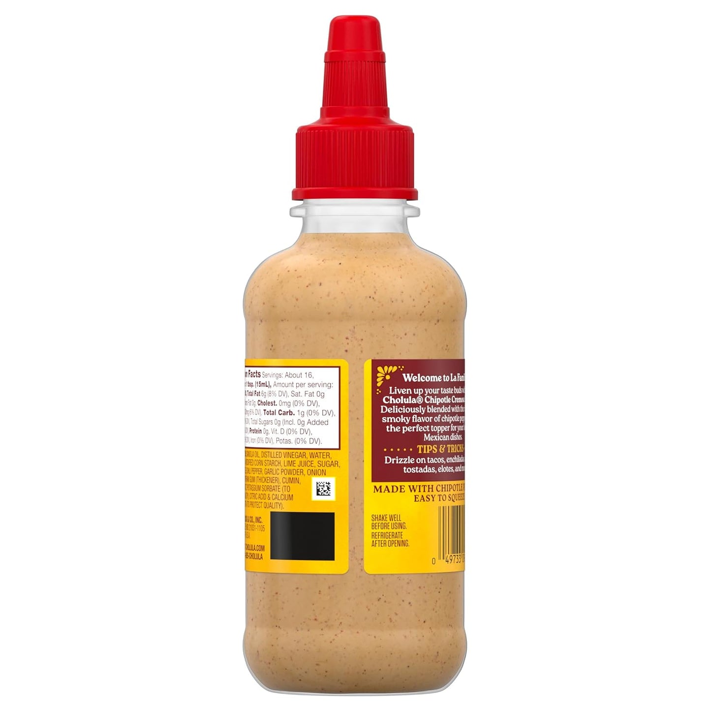 Cholula_Cremosa_Sauce,_Chipotle,_Medium_Heat,_Creamy,_Smoky,_Squeezable_Topping_For_Elotes,_Tacos,_Soup,_Tostadas,_Nachos_and_More,_8_fl_oz