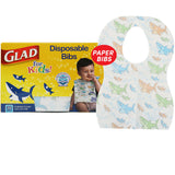 Glad for Kids Disposable Paper Bibs with Crumb Catcher, Absorbent Leakproof Bibs for Toddlers and Babies, Mess Free Feeding, Crafts, Parties, and Travel Use