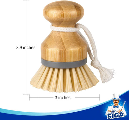 MR.SIGA_Bamboo_Palm_Brush,_Scrub_Brush_for_Dishes_Pots_Pans_Kitchen_Sink_Cleaning,_Pack_of_2