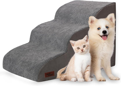 Aodisman_3-Step_Dog_Ramp_and_Stairs_for_Sofa_and_Chair_-_Non-Slip_Sturdy_Pet_Steps_for_Small_Dogs_and_Cats,15.7"_H,Grey
