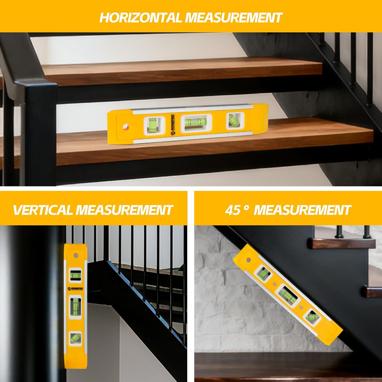 9_Inch_Torpedo_Level,_Magnetic_Box_Level_with_45°/90°/180°_Bubbles,_Shock_Resistant_Bubble_Level_Tool_for_Measuring