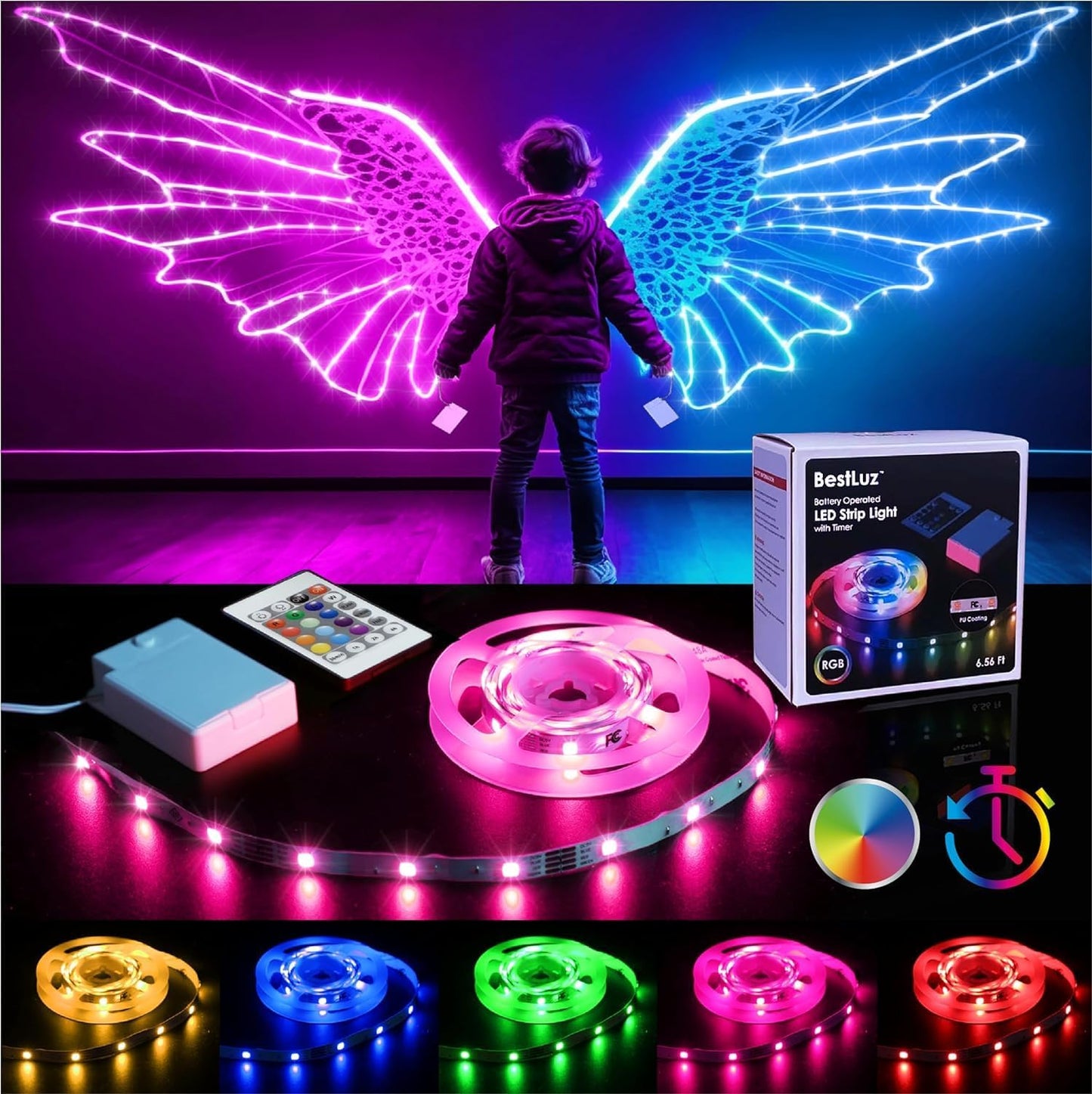 Battery_Powered_LED_Strip_Lights_with_Timer,_6.56_ft_RGB_DIY_Lights_with_Remote_Control_for_Bedroom,_TV,_Party,_Piano,_Cabinet,_Decor,_Indoor_Use