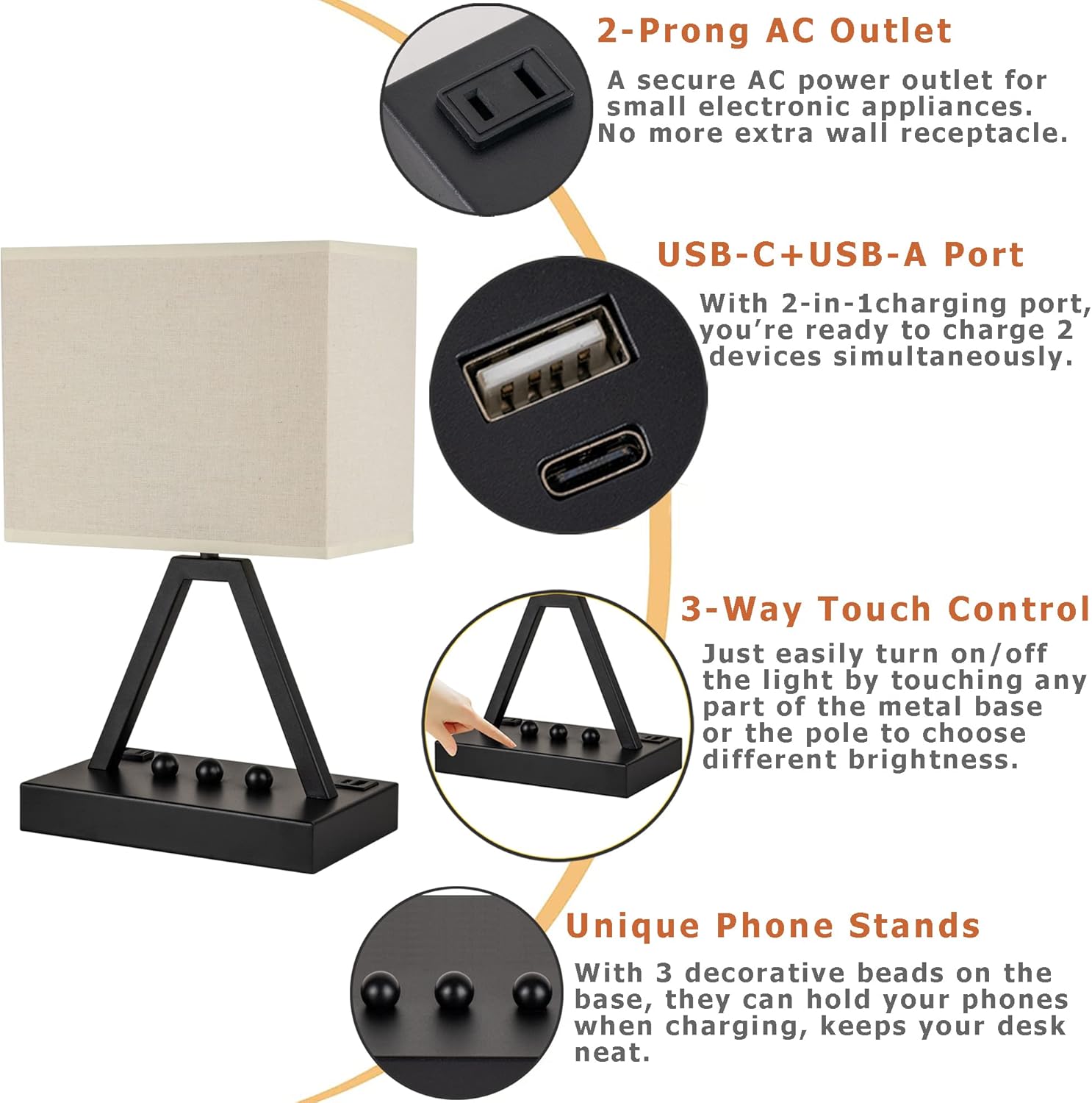 Briever_Touch_Control_Table_Lamp,_3-Way_Dimmable_Desk_Lamp_with_USB_C_&_USB_A_and_AC_Outlet,_Bedside_Lamps_with_Phone_Stands_for_Bedroom,_Living_Room,_Office,_LED_Bulb_Included,_Black