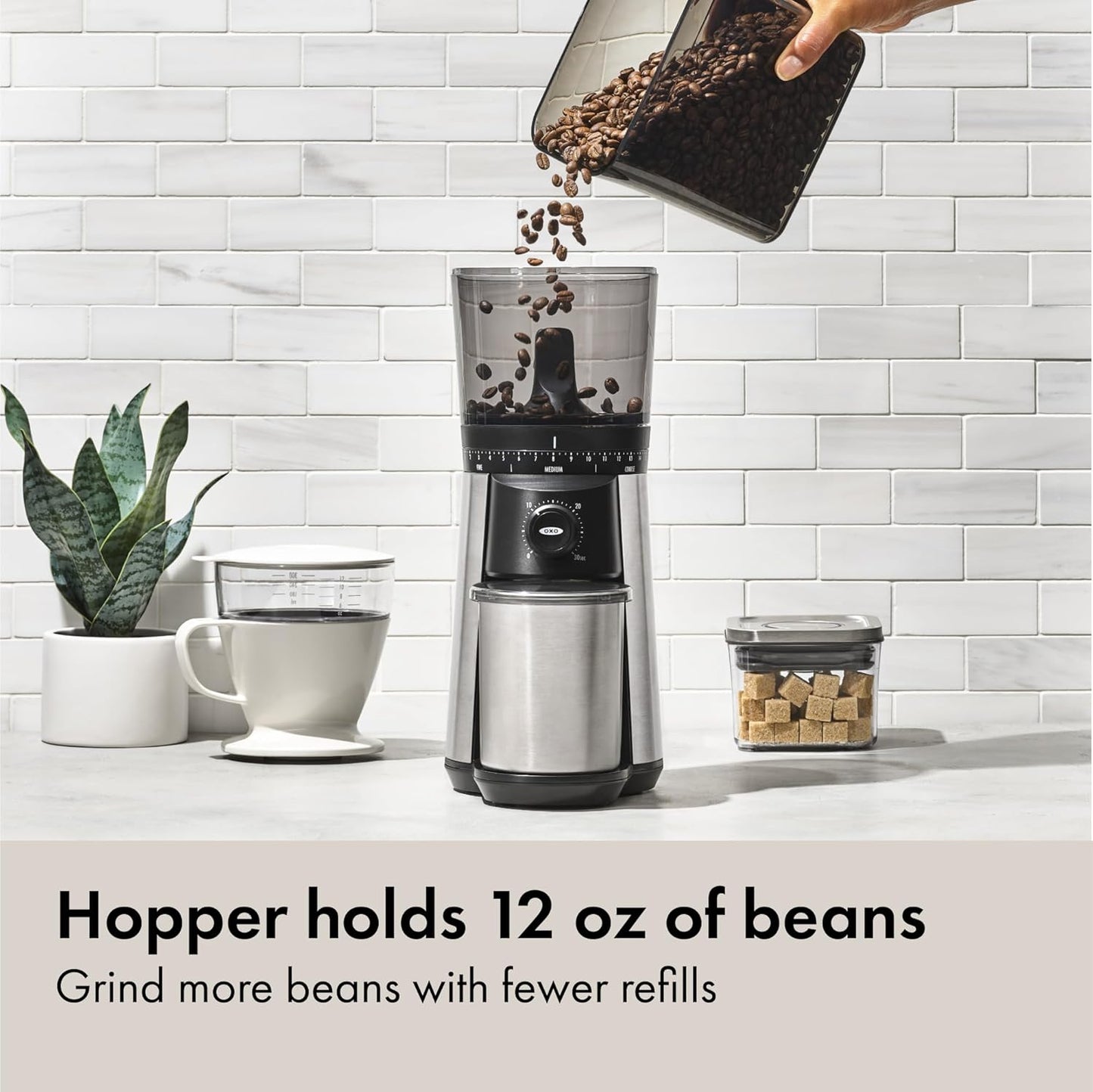 OXO_Brew_Conical_Burr_Coffee_Grinder_-_Silver,_Stainless_Steel_Burrs,_One-Touch_Automatic_Smart_Grind